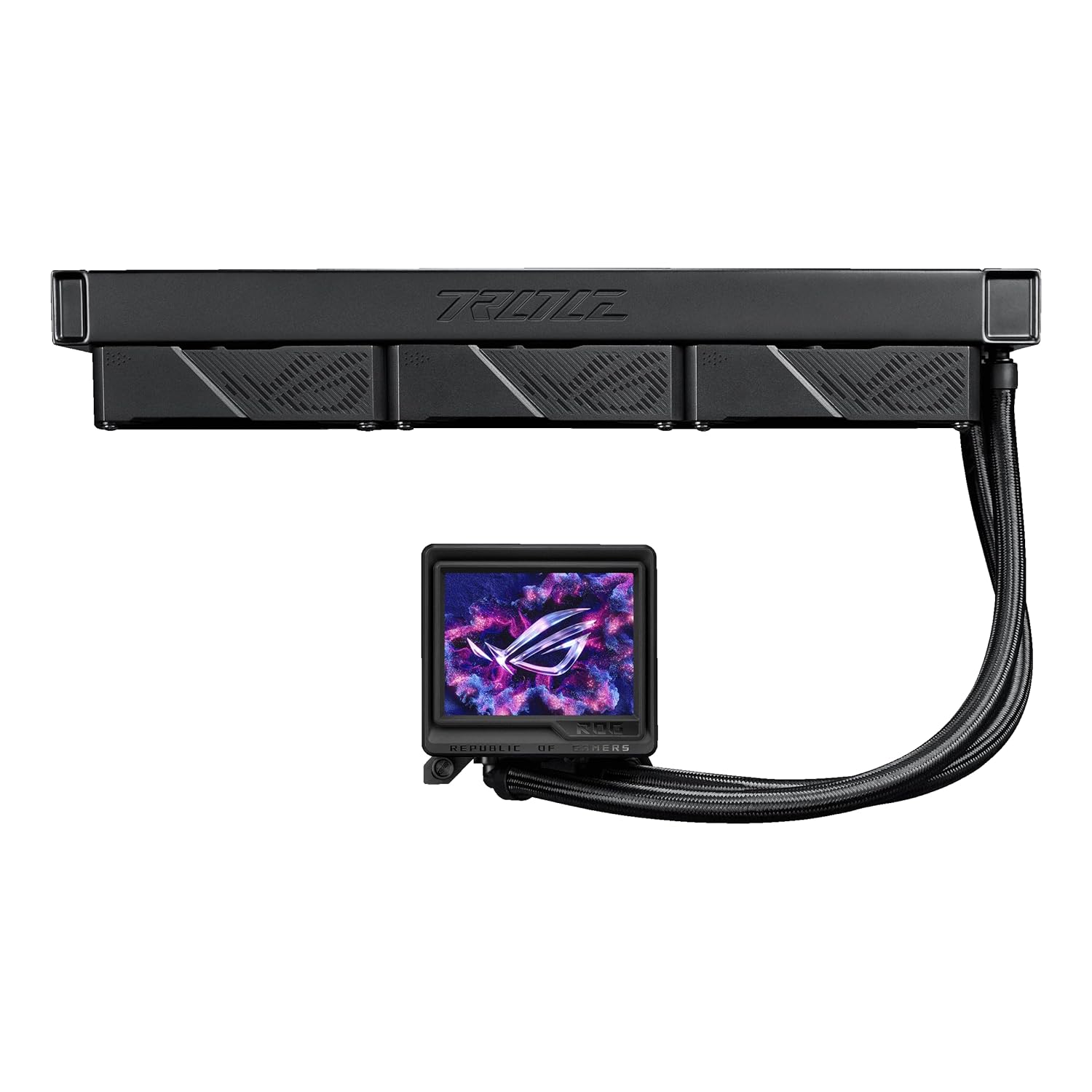 ASUS ROG RYUJIN III 360 ARGB EXTREME all-in-one AIO CPU liquid cooler, AMD Ryzen 9000 & Intel® Core™ Ultra Ready, Asetek Gen8 V2 pump; high airflow static pressure magnetic fans; customizable 3.5" LCD
