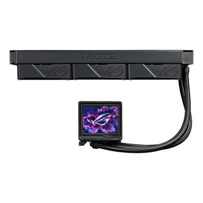 ASUS ROG RYUJIN III 360 ARGB EXTREME all-in-one AIO CPU liquid cooler, AMD Ryzen 9000 & Intel® Core™ Ultra Ready, Asetek Gen8 V2 pump; high airflow static pressure magnetic fans; customizable 3.5" LCD