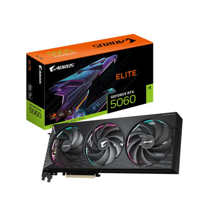 GIGABYTE GeForce RTX 5060 WINDFORCE OC 8G Graphics Card, Cooling System, 8GB 128-bit GDDR7, PCIe 5.0, Manufactured by NVIDIA, DisplayPort & HDMI - Video Output Interface, GV-N5060WF2OC-8GD Video Card