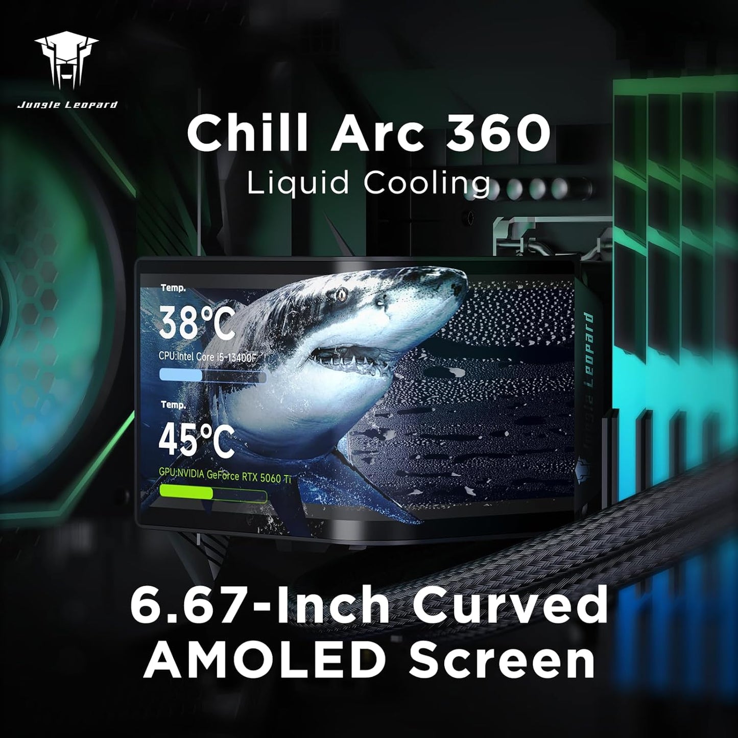 Chill ARC 360mm AIO CPU Cooler with 6.67" 2K AMOLED Curved Rotatable Screen & 3D Anamorphic Effect | 320W TDP | ARGB Fans | Intel LGA1851/1700/115X | AMD AM4/AM5 | Black
