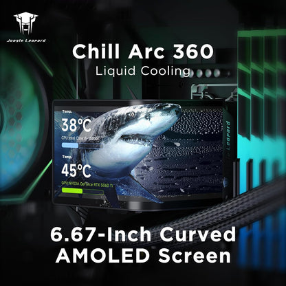 Chill ARC 360mm AIO CPU Cooler with 6.67" 2K AMOLED Curved Rotatable Screen & 3D Anamorphic Effect | 320W TDP | ARGB Fans | Intel LGA1851/1700/115X | AMD AM4/AM5 | Black