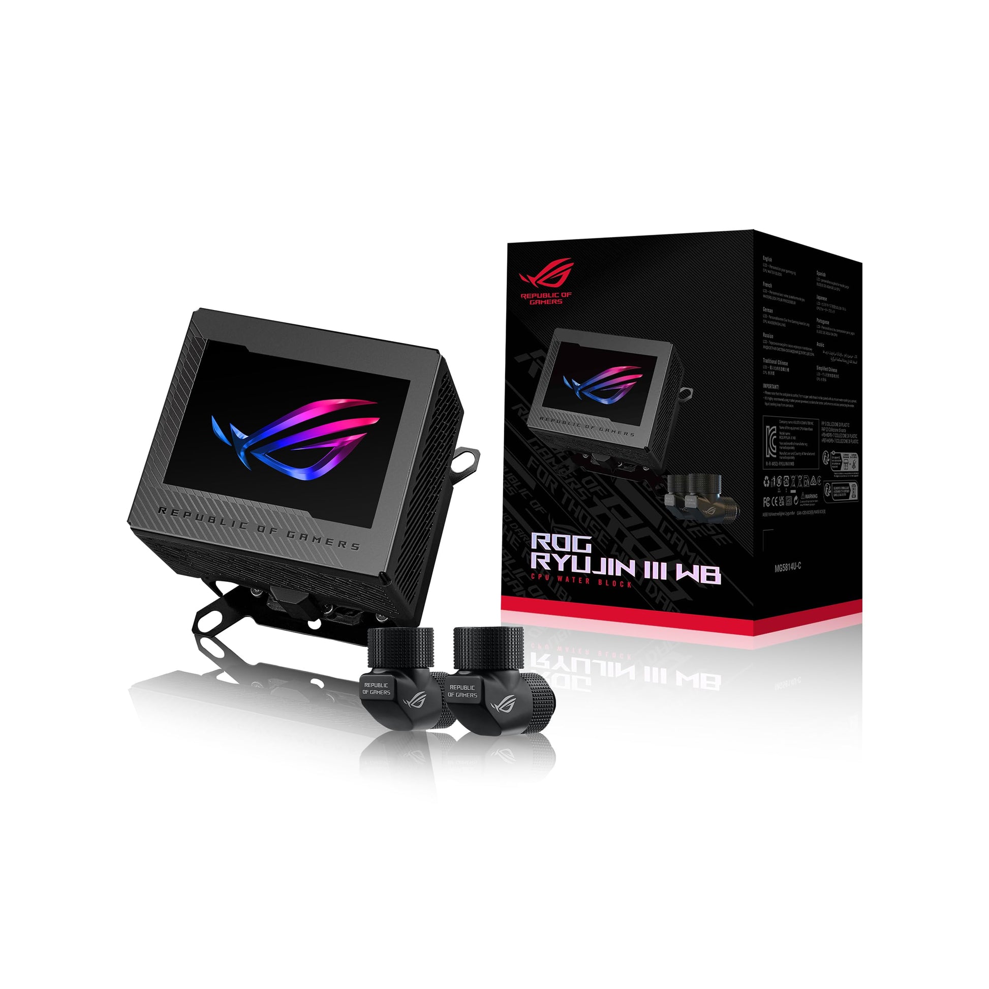 ASUS ROG Ryujin III 240 ARGB WHT All-in-one Liquid CPU Cooler with 240mm Radiator. Asetek 8th gen Pump, 2X Magnetic 120mm ARGB Fans (Daisy Chain Design), 3.5” LCD Display.,White
