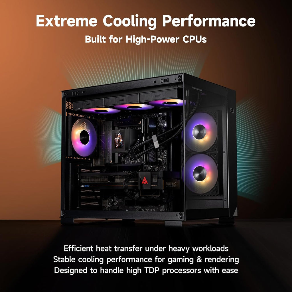 PCCOOLER CPU Cooler, 360mm AIO Liquid Cooling, High-Performance Pump, 2.4” IPS Display, CPS ARGB Water Cooling with Quiet F5 R120 Fans(DC360 Black)