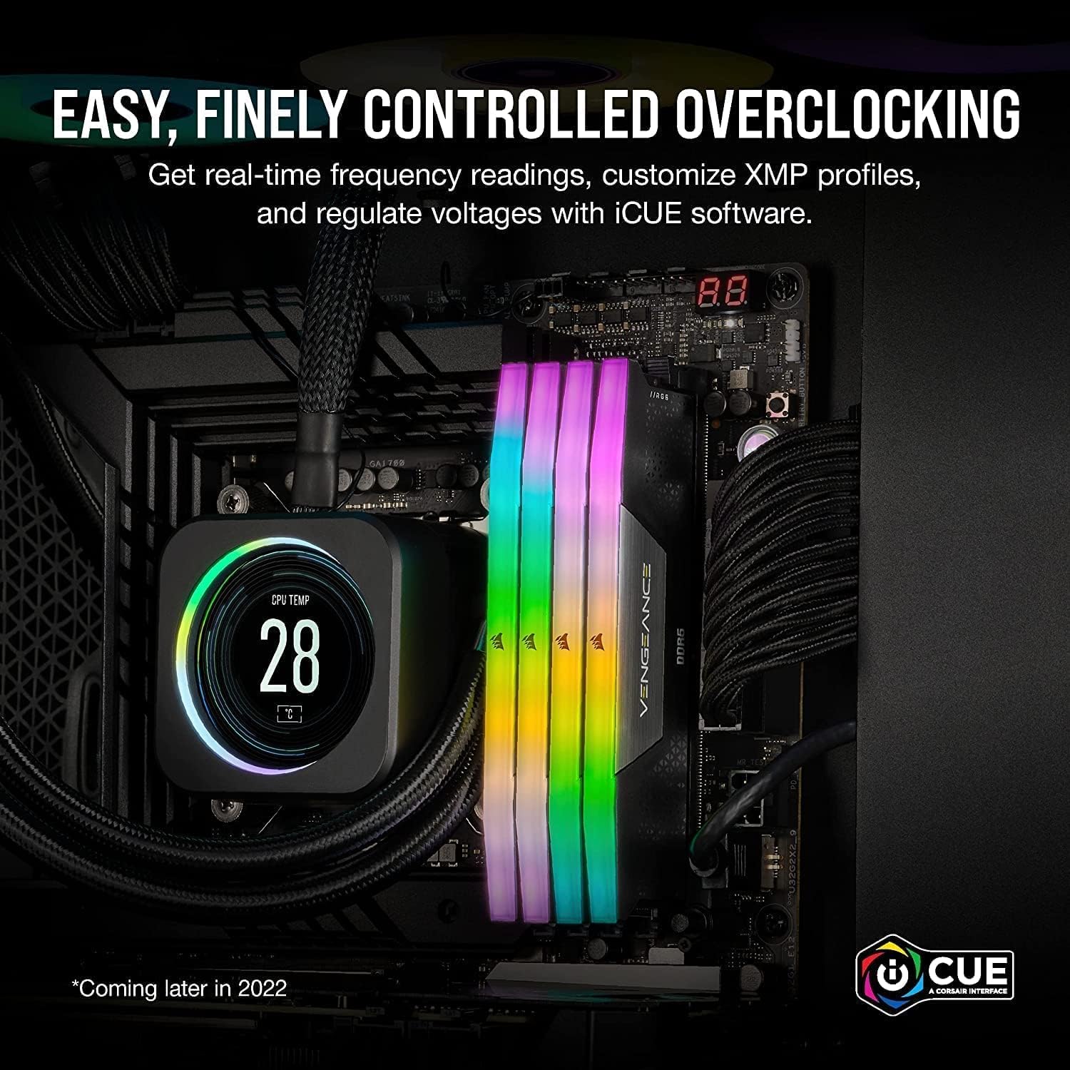 CORSAIR Vengeance RGB DDR5 RAM 32GB (2x16GB) Up to 6000MHz CL36-44-44-96 1.35V Intel XMP 3.0 Computer Memory – Black (CMH32GX5M2E6000C36)