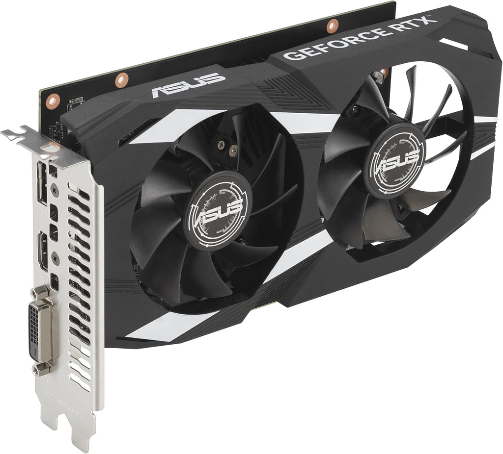 ASUS Dual NVIDIA GeForce RTX 3050 6GB GDDR6 OC Edition Gaming Graphics Card - PCIe 4.0, HDMI 2.1, DisplayPort 1.4a, 2-Slot Design, Axial-tech Fan Design, Steel Bracket, 3 Year Warranty