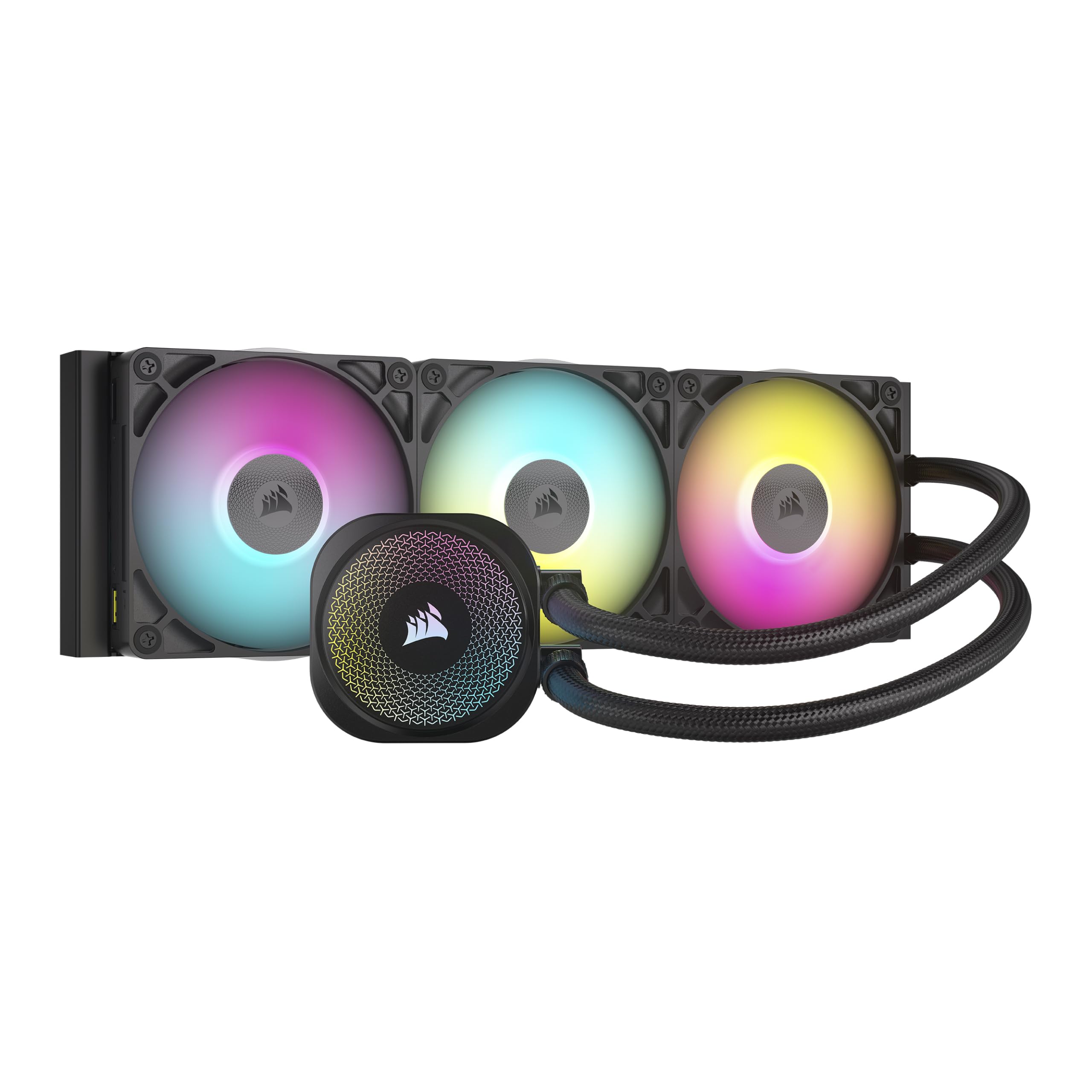 CORSAIR iCUE Link Titan 240 RX RGB Liquid CPU Cooler – 240mm AIO – Low-Noise – FlowDrive Cooling Engine – Intel LGA 1851/1700, AMD AM5/AM4 – 2X RX120 RGB Fans – iCUE Link System Hub Included – White