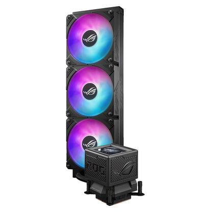 ASUS ROG RYUJIN III 360 ARGB EXTREME all-in-one AIO CPU liquid cooler, AMD Ryzen 9000 & Intel® Core™ Ultra Ready, Asetek Gen8 V2 pump; high airflow static pressure magnetic fans; customizable 3.5" LCD