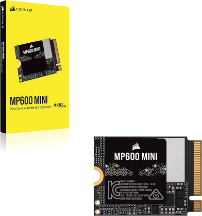 Corsair MP600 Mini 2TB M.2 NVMe PCIe x4 Gen4 SSD – M.2 2230 – Up to 7,000MB/sec Sequential Read – High-Density 3D TLC NAND – Great for Steam Deck and Microsoft Surface – Black