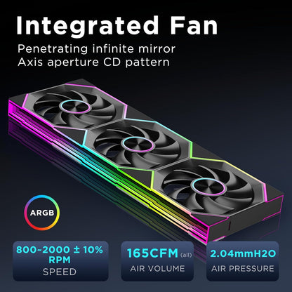 Chill ARC 360mm AIO CPU Cooler with 6.67" 2K AMOLED Curved Rotatable Screen & 3D Anamorphic Effect | 320W TDP | ARGB Fans | Intel LGA1851/1700/115X | AMD AM4/AM5 | Black