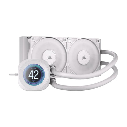 CORSAIR Nautilus 360 RS LCD Liquid CPU Cooler – 2.1" IPS LCD Screen, 360mm AIO, Low-Noise, Daisy-Chain, Intel LGA 1851/1700, AMD AM5/AM4 – 3X RS120 Fans Included – White