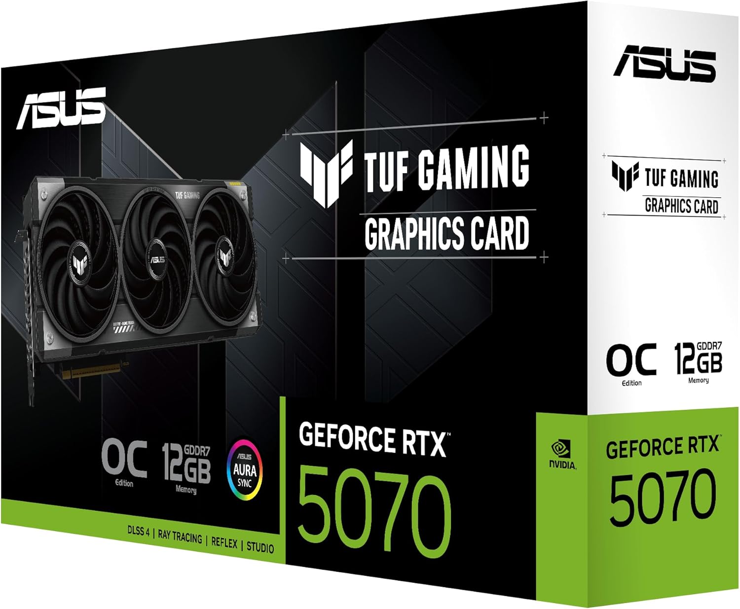 ASUS TUF Gaming NVIDIA GeForce RTX 5070 12GB GDDR7 OC Edition Graphics Card, (PCIe 5.0, HDMI/DP 2.1, 3.125-Slot, Military-Grade Components, Protective PCB Coating, Axial-tech Fans), 3 Year Warranty
