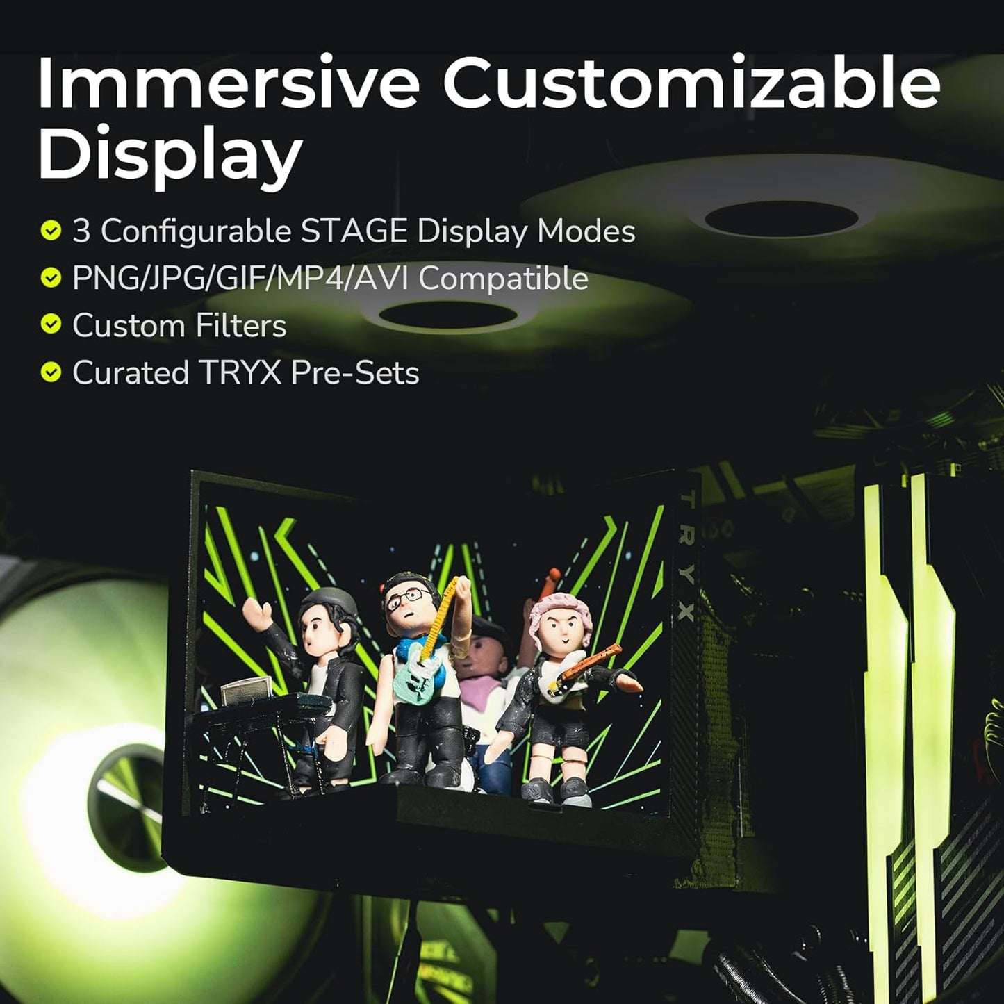 TRYX STAGE 360 ARGB 360mm AIO 4.0'' IPS Dual-Screen Customizable AIO Cooler 360mm LCD Display 254PPI 60Hz with Asetek 7th Gen V2 280w TDP ROTA SL ARGB Fan for Intel LGA 1851/1700/1200/115X AMD AM5/AM4