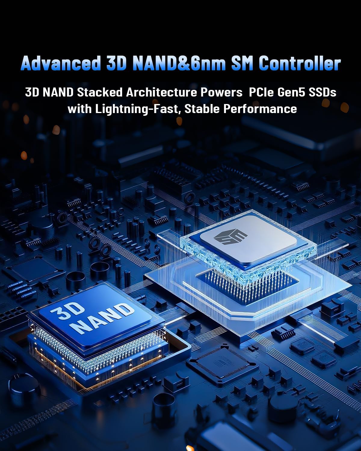 1TB NVMe Gen 5.0 SSD, Up 13,000MB/s,3D TLC NAND, DRAM Cache, Graphene Heatsink, M.2 NVMe PCIe 2280 Gen5x4 SSD for AI Applications, Gaming, PS5, Laptop, PC, Heavy-Duty Workstations