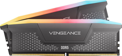 CORSAIR Vengeance RGB RS DDR5 RAM 64GB (2x32GB) Up to 6000MHz CL40-50-50-96 1.35V AMD Expo Intel XMP Computer Desktop Memory – Gray (CMG64GX5M2D6000Z40)