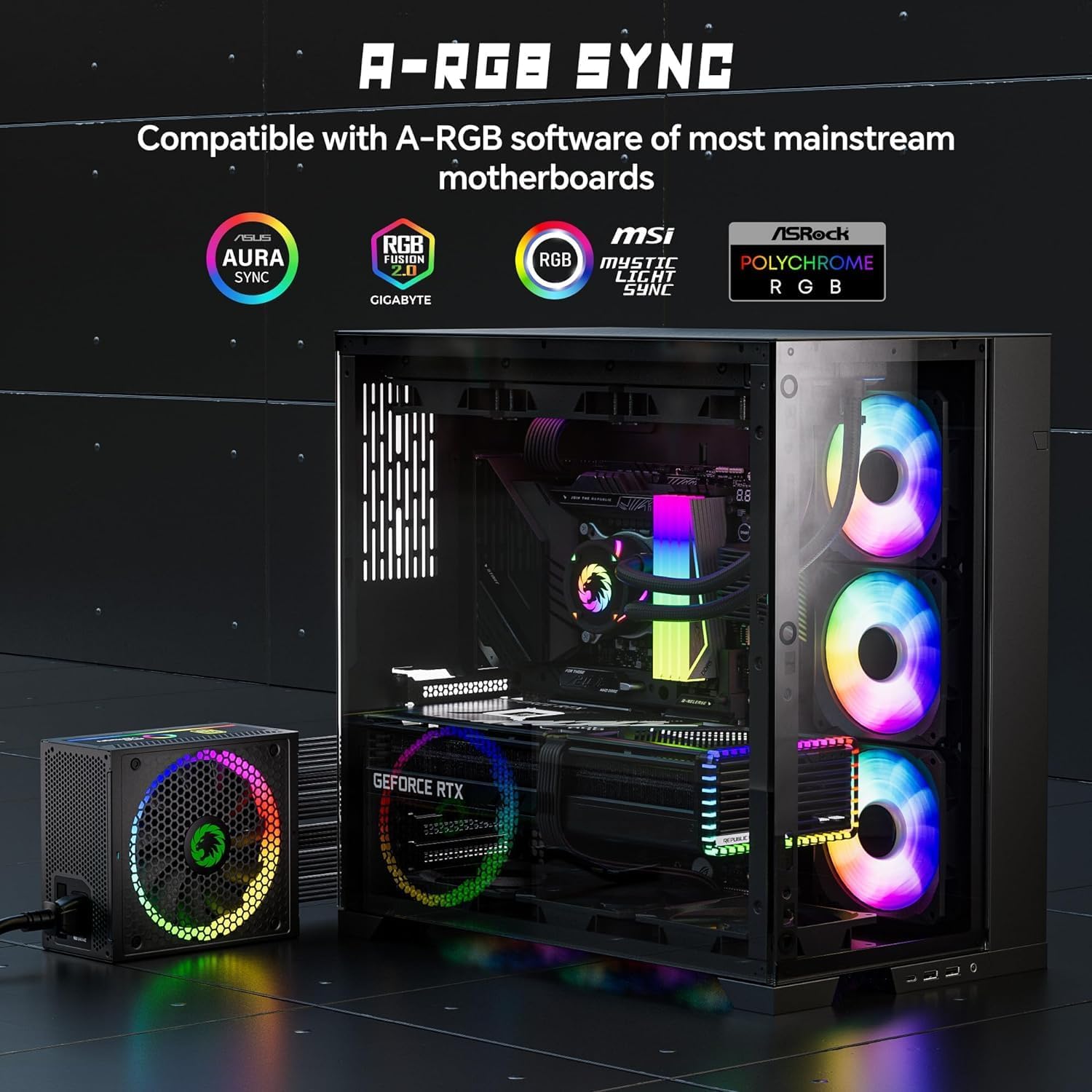 GAMEMAX 750W Fully Modular ARGB Power Supply, ATX3.0 & PCIE 5.0, 80 Plus Gold Certified, 105°C Japanese Caps, ATX Gaming Power Supply