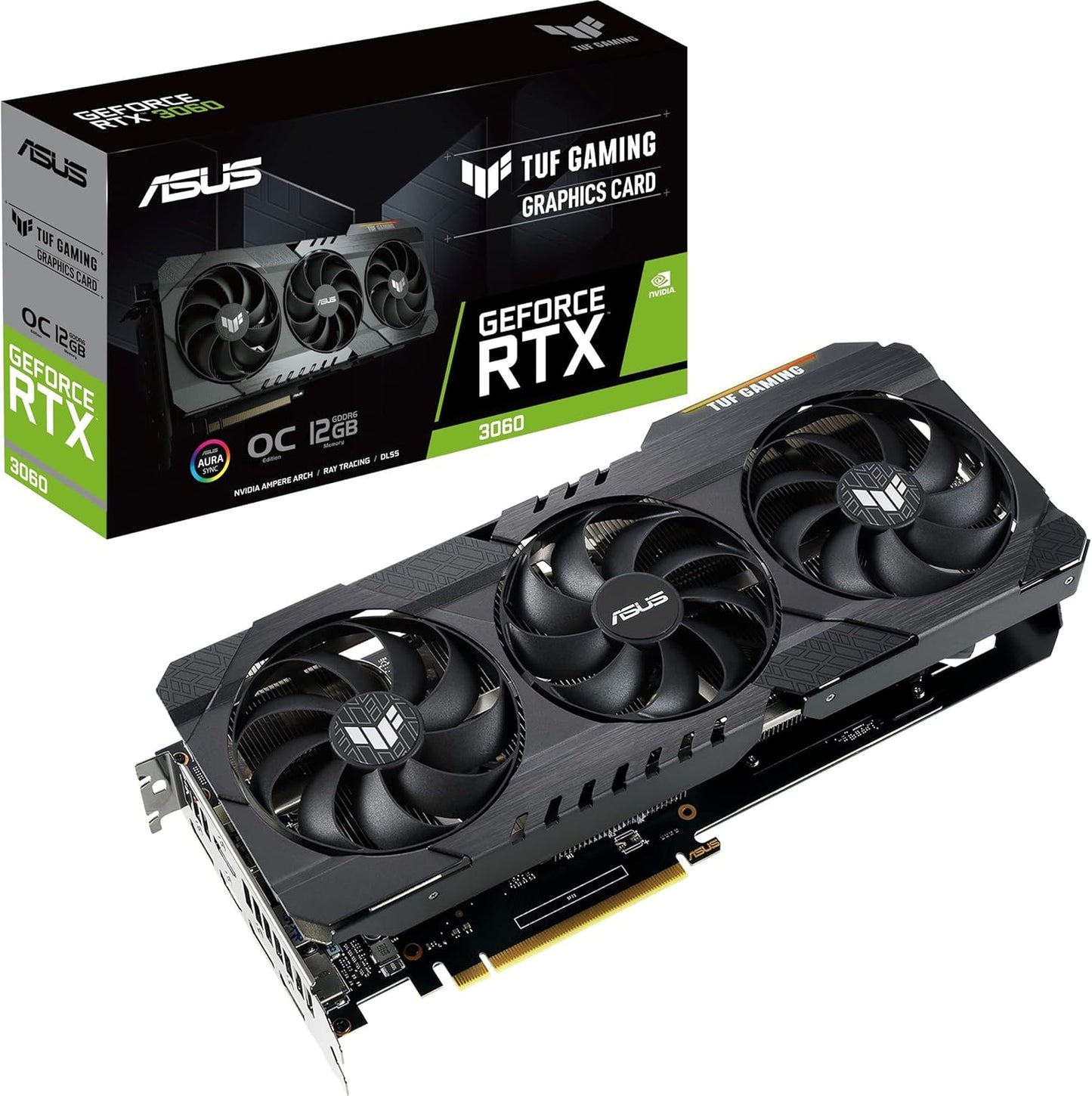 ASUS TUF Gaming NVIDIA GeForce RTX 3060 V2 OC Edition Graphics Card (PCIe 4.0, 12GB GDDR6, HDMI 2.1, DisplayPort 1.4a, Dual Ball Fan Bearings, Military-Grade Certification, GPU Tweak II) (Renewed)