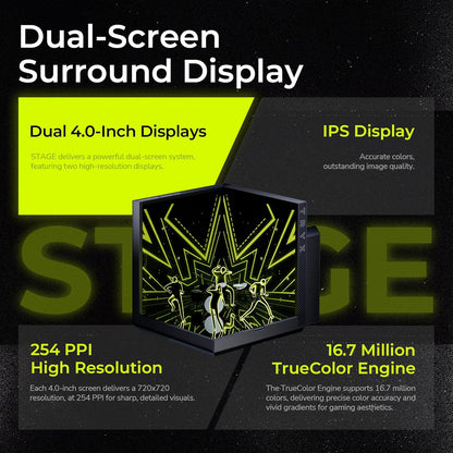 TRYX STAGE 360 ARGB 360mm AIO 4.0'' IPS Dual-Screen Customizable AIO Cooler 360mm LCD Display 254PPI 60Hz with Asetek 7th Gen V2 280w TDP ROTA SL ARGB Fan for Intel LGA 1851/1700/1200/115X AMD AM5/AM4