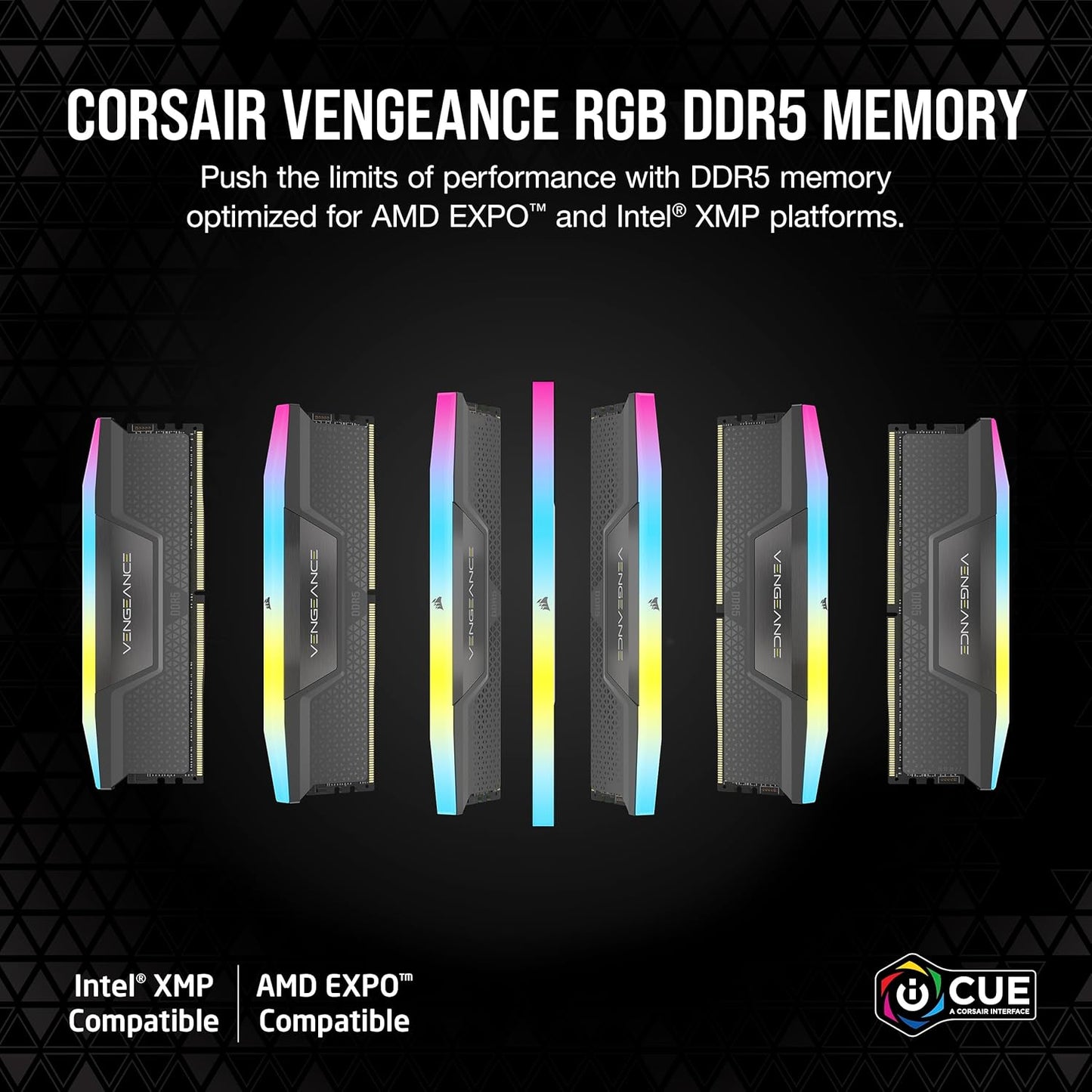 CORSAIR Vengeance RGB DDR5 32GB (2 x 16GB) Up to 6000MHz CL38-44-44-96 1.35V Intel XMP 3.0 AMD EXPO Computer Desktop Memory – Gray