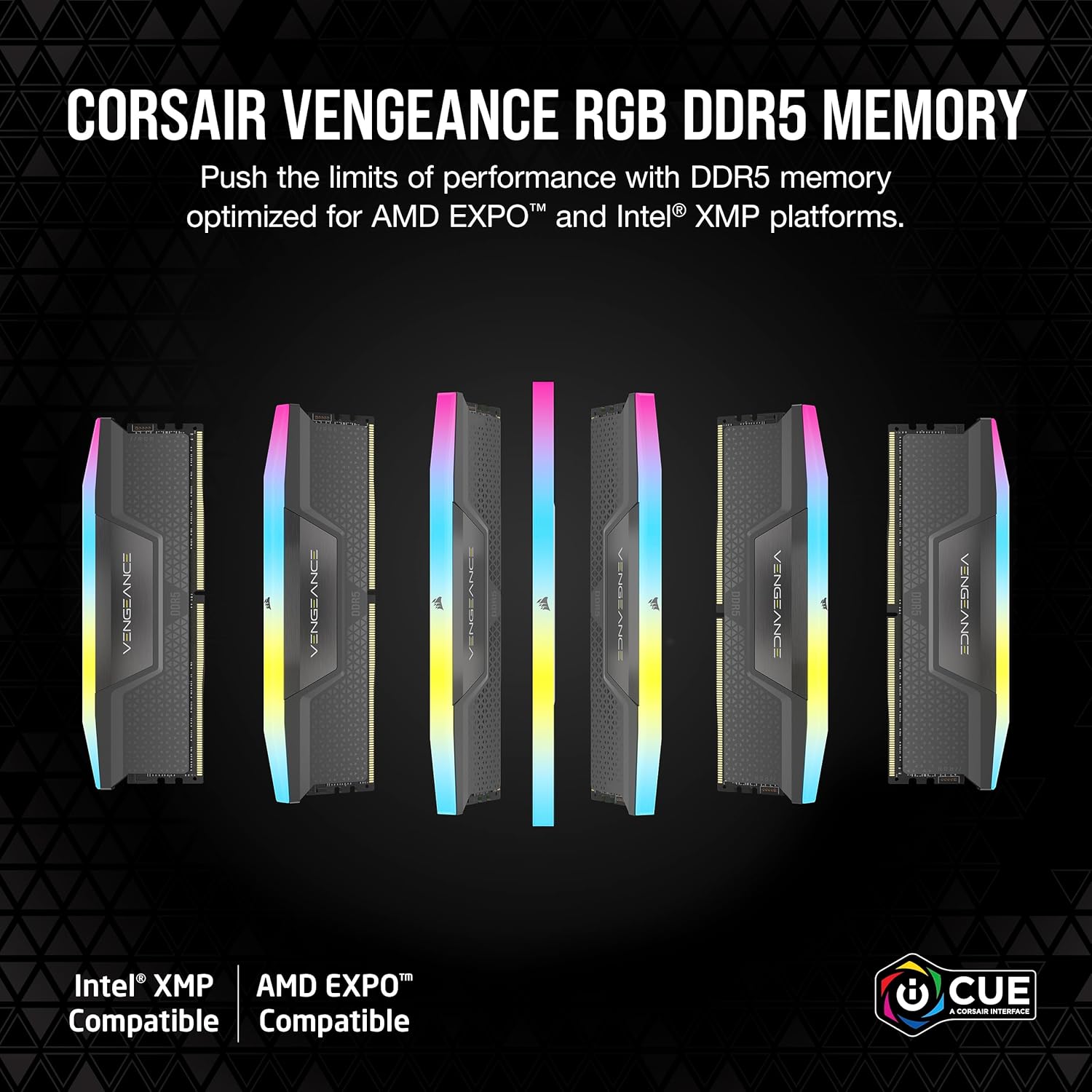 CORSAIR Vengeance RGB DDR5 32GB (2 x 16GB) Up to 6000MHz CL38-44-44-96 1.35V Intel XMP 3.0 AMD EXPO Computer Desktop Memory – Gray