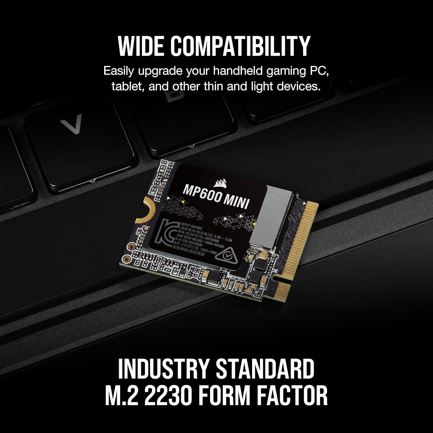 Corsair MP600 Mini 2TB M.2 NVMe PCIe x4 Gen4 SSD – M.2 2230 – Up to 7,000MB/sec Sequential Read – High-Density 3D TLC NAND – Great for Steam Deck and Microsoft Surface – Black