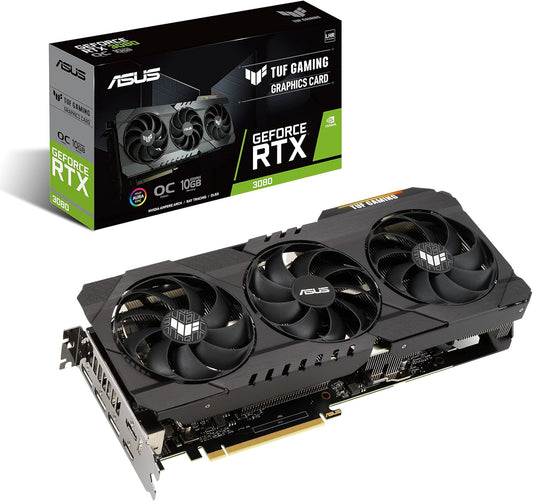 ASUS TUF Gaming NVIDIA GeForce RTX 3080 V2 OC Edition Graphics Card (PCIe 4.0, 10GB GDDR6X, LHR, HDMI 2.1, DisplayPort 1.4a, Dual Ball Fan Bearings, Military-Grade Certification, GPU Tweak II)