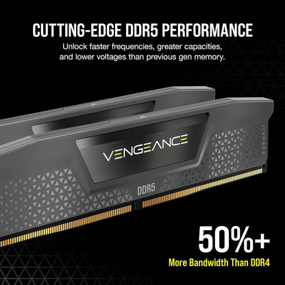 CORSAIR Vengeance DDR5 RAM 32GB (2x16GB) Up to 6000MHz CL36-44-44-96 1.35V AMD EXPO Intel XMP 3.0 Computer Memory – Grey (CMK32GX5M2E6000Z36)