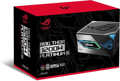 ASUS ROG Thor 1200W Platinum III PSU (80 Plus Platinum Certified, ATX 3.1, GaN MOSFET, GPU-First Intelligent Voltage Stabilizer, Magnetic OLED Display, Turbo Mode, 10-Year Warranty)