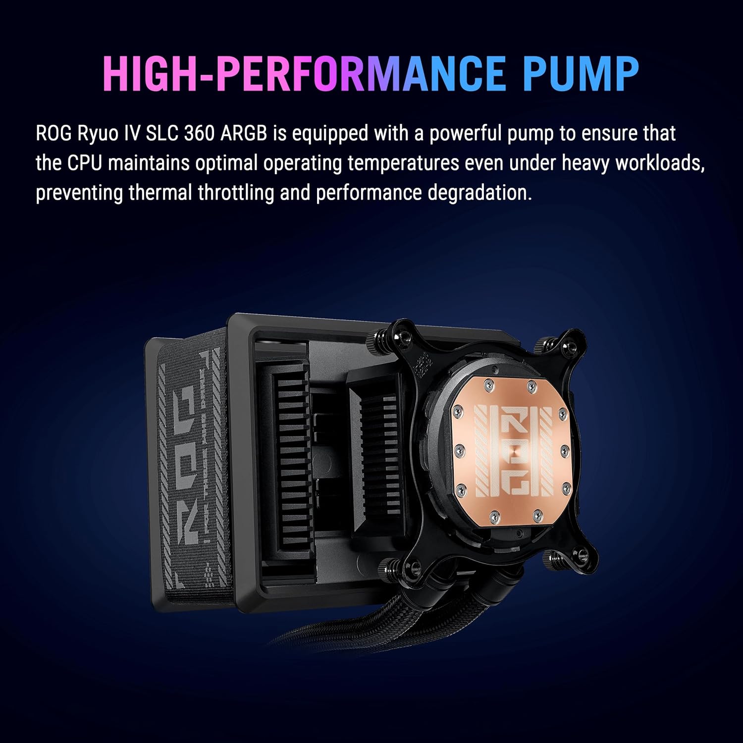 ASUS ROG RYUO IV SLC 360 ARGB All-in-one CPU Liquid Cooler with Shortened tubing maximizes a Clean Aesthetic, Curved 6.67-inch AMOLED Display Supports 3D-Effect Video or Customized System Information