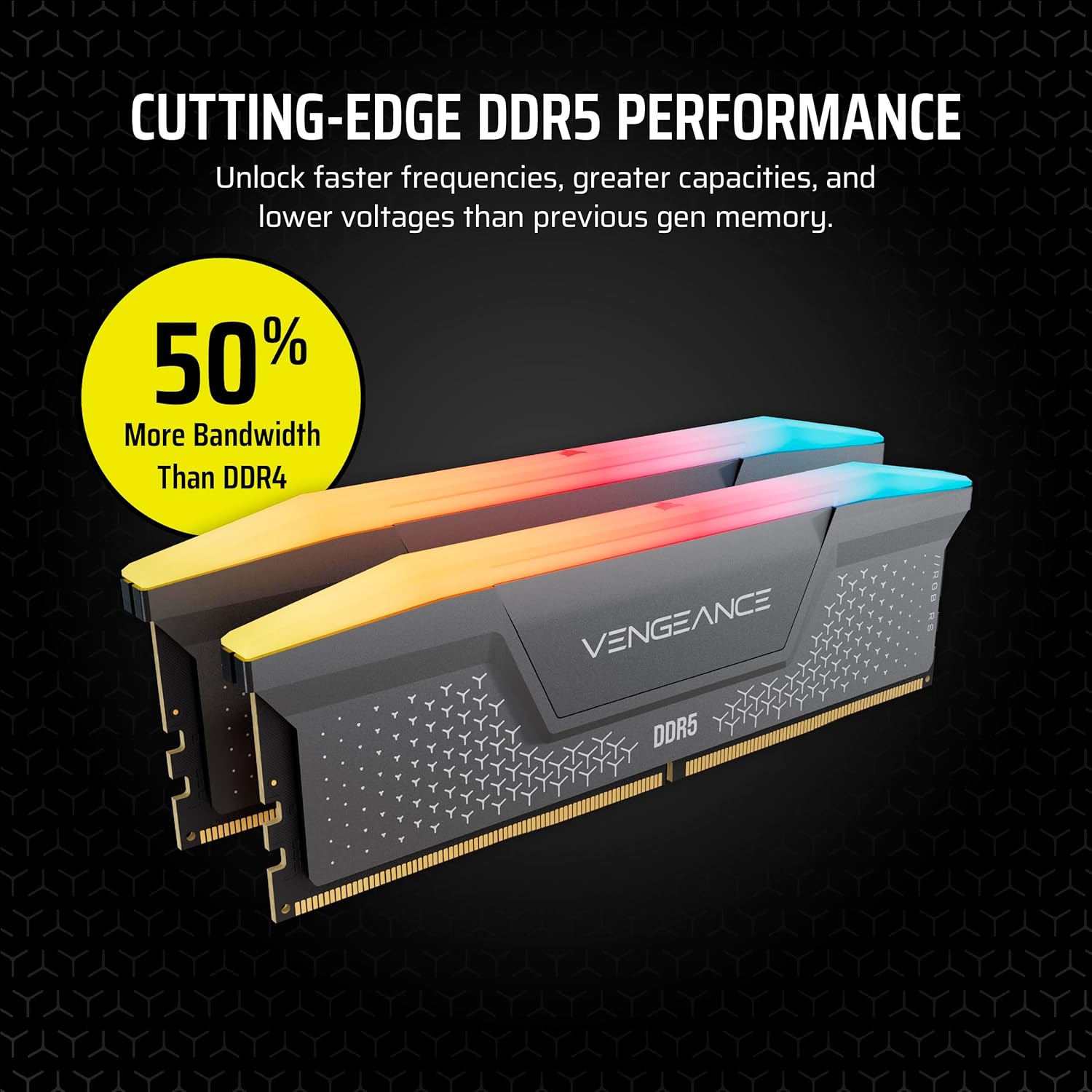 CORSAIR Vengeance RGB RS DDR5 RAM 64GB (2x32GB) Up to 6000MHz CL40-50-50-96 1.35V AMD Expo Intel XMP Computer Desktop Memory – Gray (CMG64GX5M2D6000Z40)