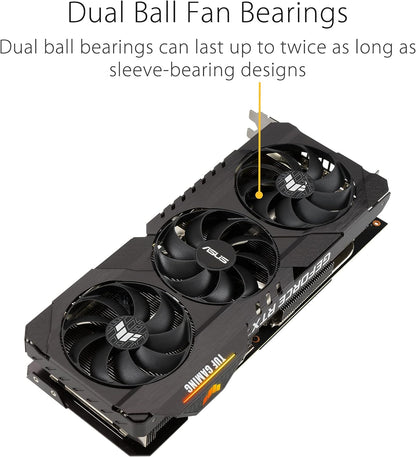 ASUS TUF Gaming NVIDIA GeForce RTX 3070 Ti OC Edition Graphics Card (PCIe 4.0, 8GB GDDR6X, HDMI 2.1, DisplayPort 1.4a, Dual Ball Fan Bearings, Military-Grade Certification, GPU Tweak II) (Renewed)