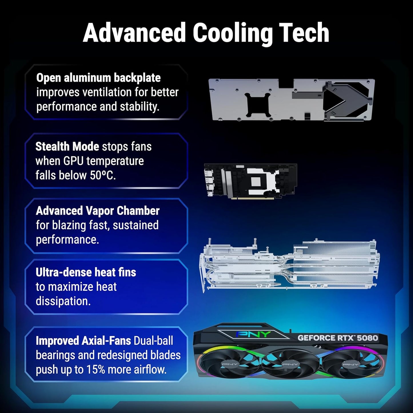 PNY NVIDIA GeForce RTX™ 5080 Epic-X™ ARGB OC Triple Fan, Graphics Card (16GB GDDR7, 256-bit, Boost Speed: 2775 MHz, PCIe® 5.0, HDMI®/DP 2.1, 2.99-Slot, NVIDIA Blackwell Architecture, DLSS 4)