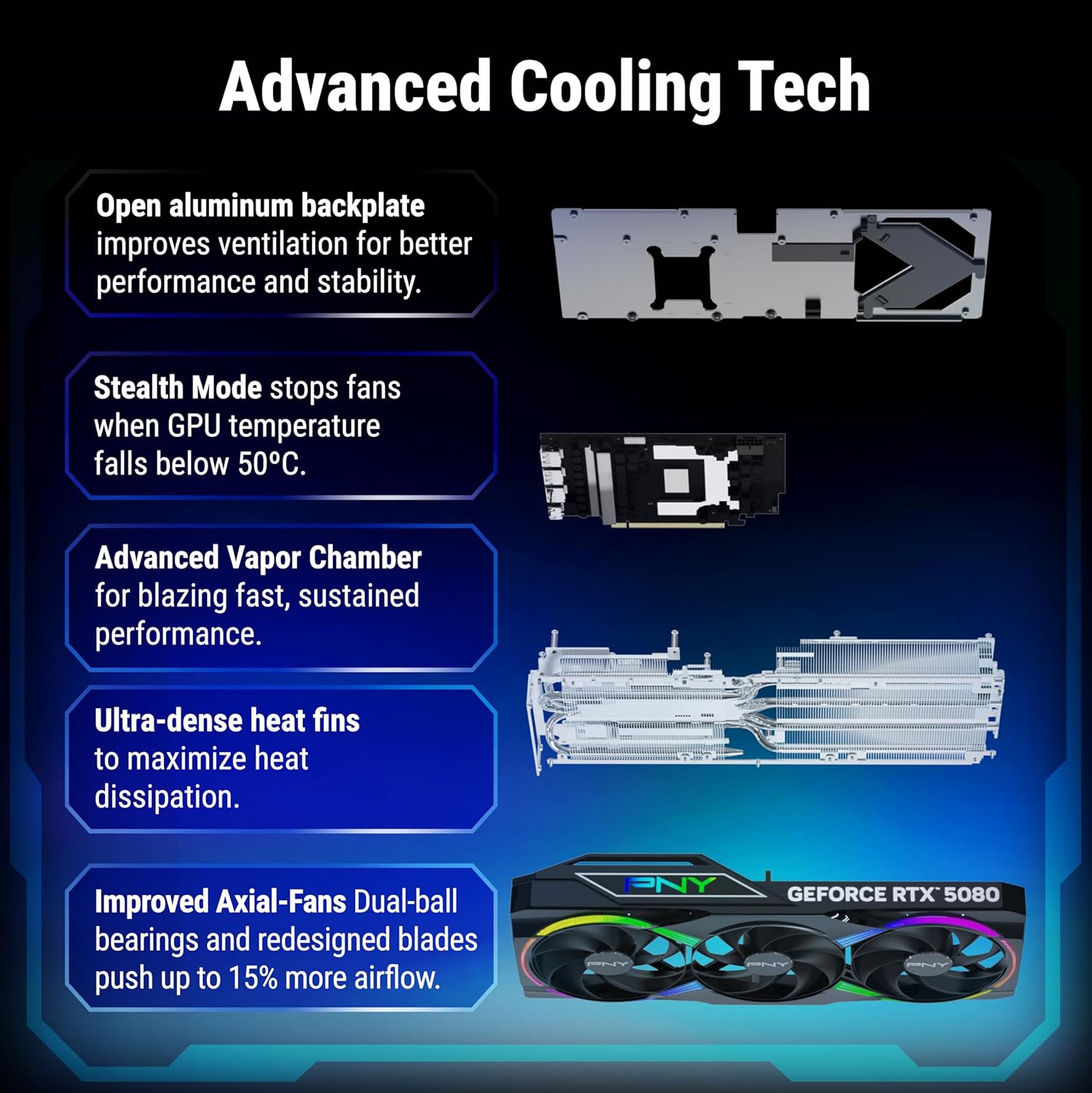 PNY NVIDIA GeForce RTX™ 5080 Epic-X™ ARGB OC Triple Fan, Graphics Card (16GB GDDR7, 256-bit, Boost Speed: 2775 MHz, PCIe® 5.0, HDMI®/DP 2.1, 2.99-Slot, NVIDIA Blackwell Architecture, DLSS 4)