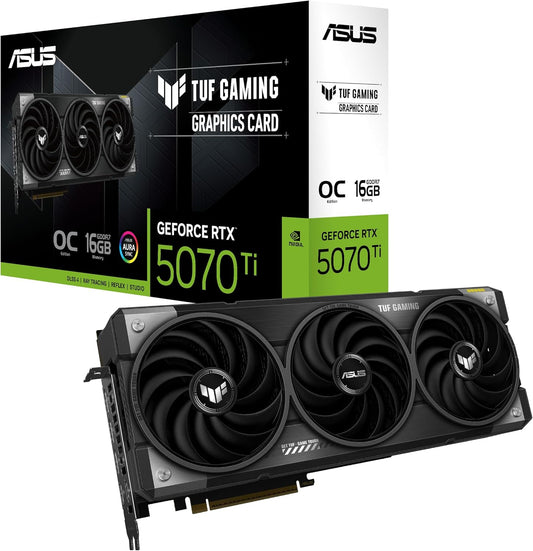 ASUS TUF Gaming GeForce RTX ™ 5070 Ti 16GB GDDR7 OC Edition Gaming Graphics Card (PCIe® 5.0, HDMI®/DP 2.1, 3.125-slot, Military-Grade Components, Protective PCB Coating, axial-tech Fans) (Renewed)