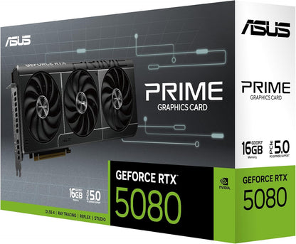 ASUS NVIDIA GeForce RTX 5080 Graphic Card - 16 GB GDDR7-7680 x 4320-2.62 GHz Boost Clock - 256 bit Bus Width - PCI Express 5.0 - DisplayPort - 3 x DisplayPort - HDMI