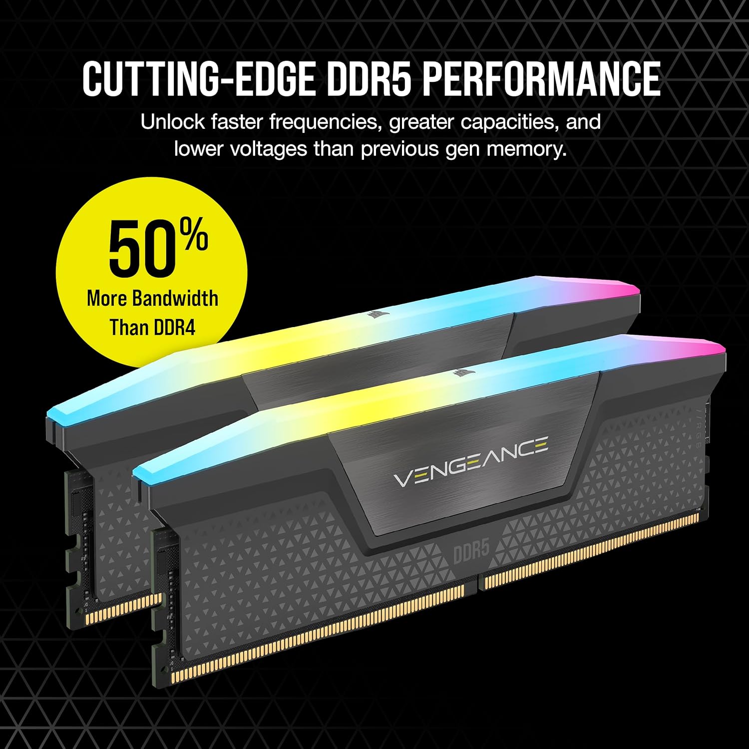 CORSAIR Vengeance RGB DDR5 32GB (2 x 16GB) Up to 6000MHz CL38-44-44-96 1.35V Intel XMP 3.0 AMD EXPO Computer Desktop Memory – Gray
