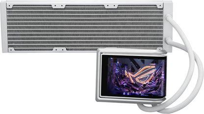 ASUS ROG RYUO IV 360 ARGB White with Curved 6.67-inch AMOLED Display That Supports 3D-Effect Video or Customizable System Stats, Plus Asetek Emma Gen8 V2 Pump and pre-Mounted Daisy-Chained ARGB Fans