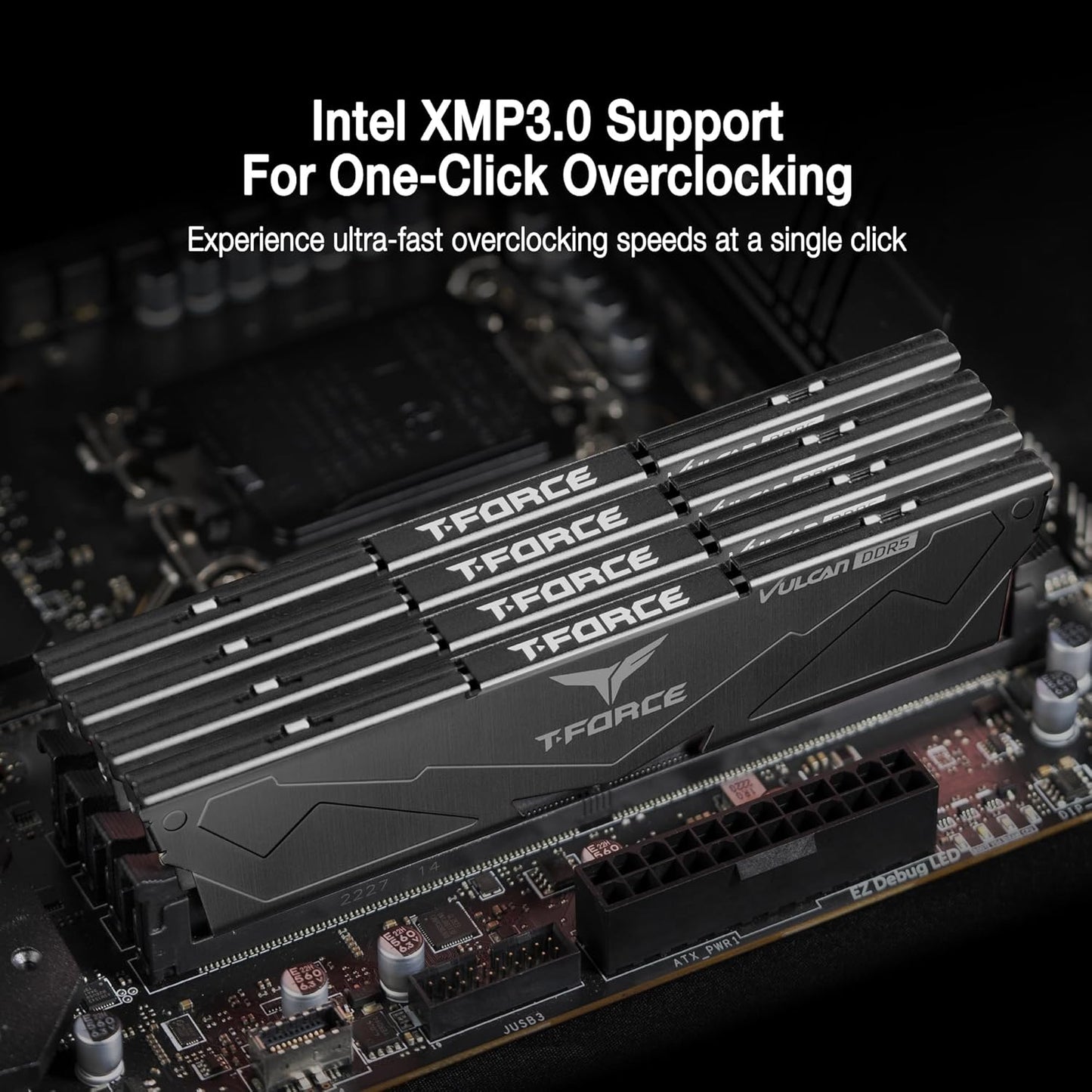 TEAMGROUP T-Force Vulcan DDR5 32GB (2x16GB) 6000MHz (PC5-48000) CL38 Desktop Memory Module Ram (Black) for Chipset 600 700 Series XMP 3.0 Ready - FLBD532G6000HC38ADC01