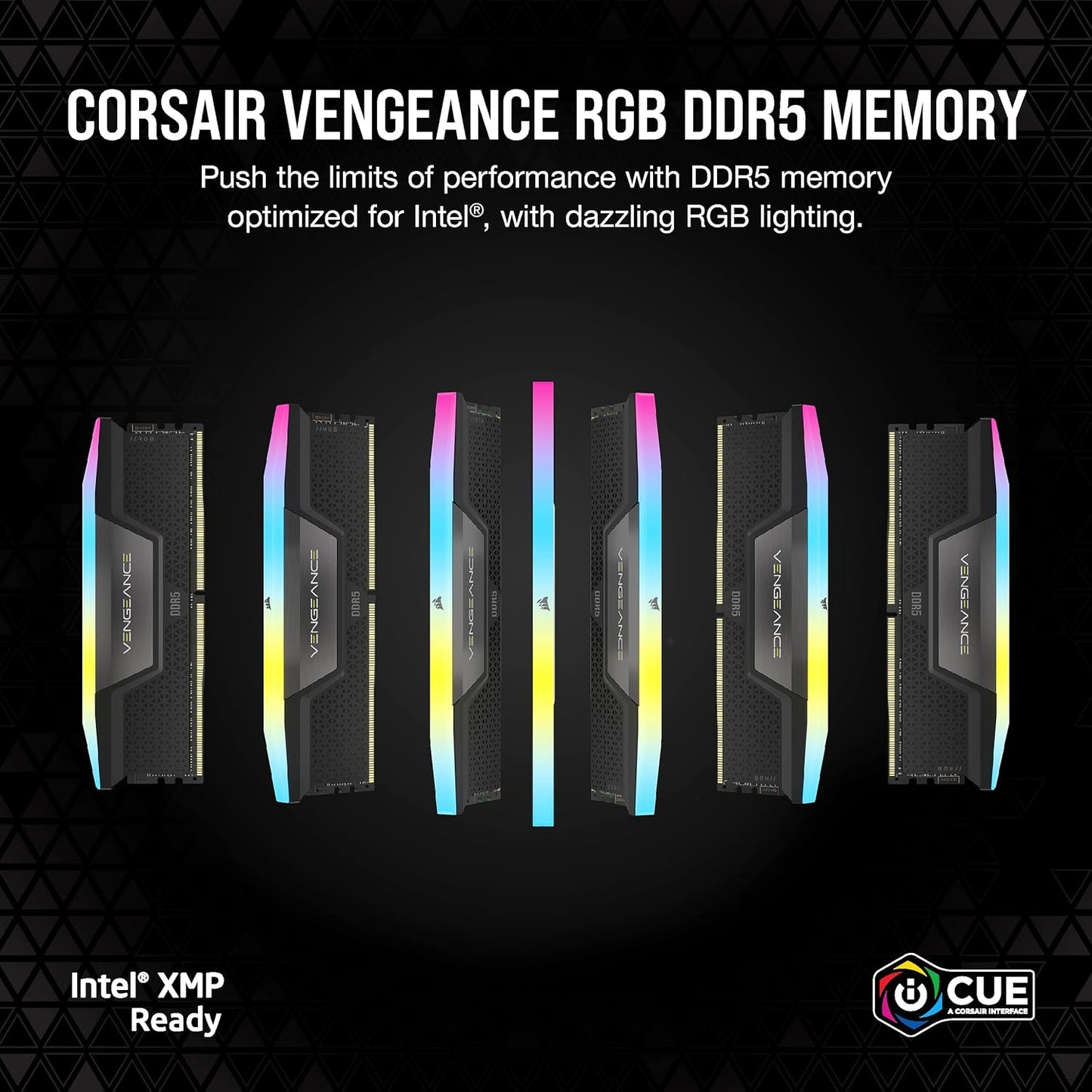 CORSAIR Vengeance RGB DDR5 RAM 16GB (2x8GB) Up to 5200MHz CL40 Intel XMP 3.0 Desktop Computer Memory - Black (CMH16GX5M2B5200C40)