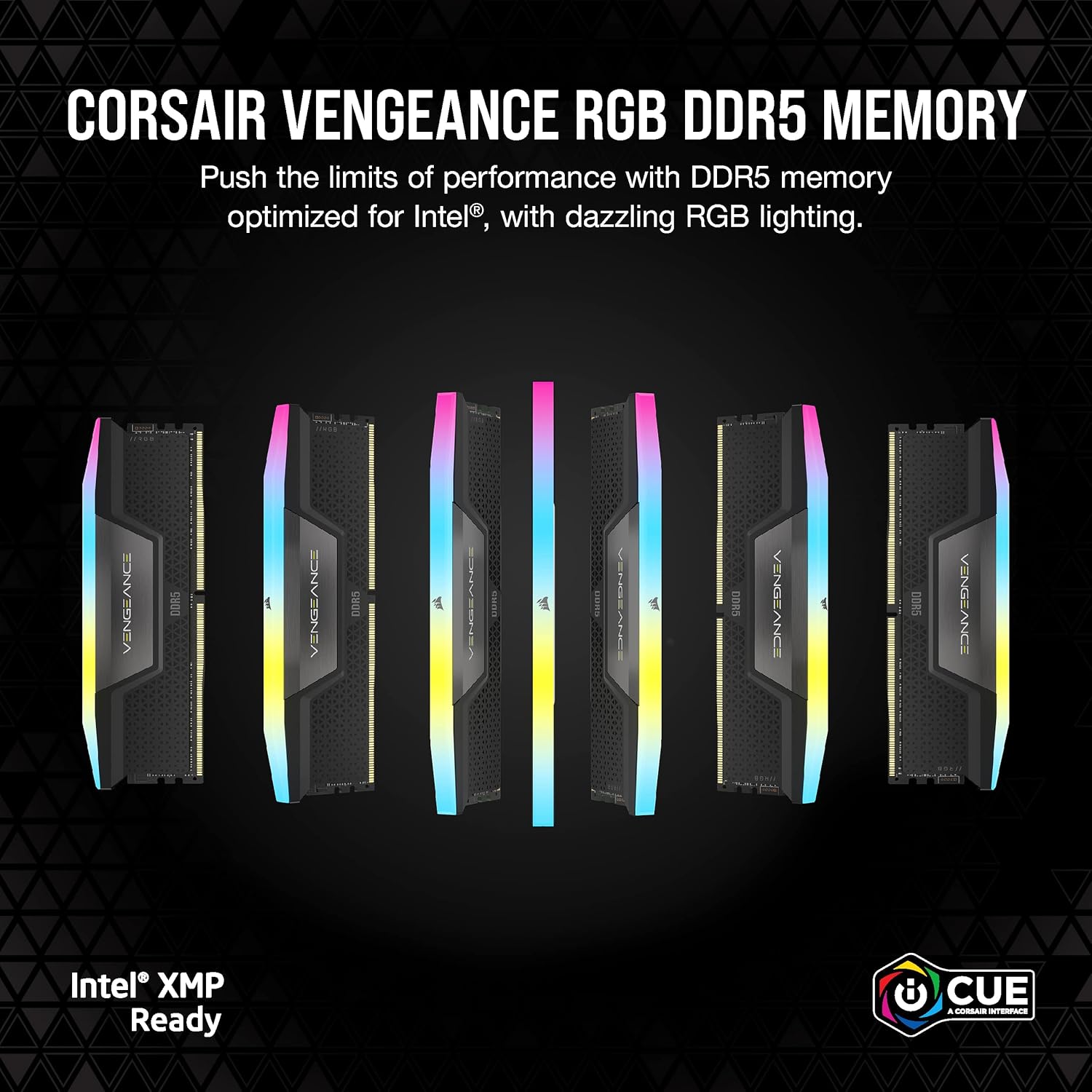 CORSAIR Vengeance RGB DDR5 RAM 16GB (2x8GB) Up to 5200MHz CL40 Intel XMP 3.0 Desktop Computer Memory - Black (CMH16GX5M2B5200C40)