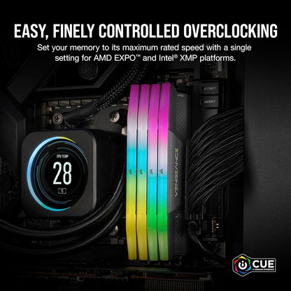 CORSAIR Vengeance RGB DDR5 32GB (2 x 16GB) Up to 6000MHz CL38-44-44-96 1.35V Intel XMP 3.0 AMD EXPO Computer Desktop Memory – Gray