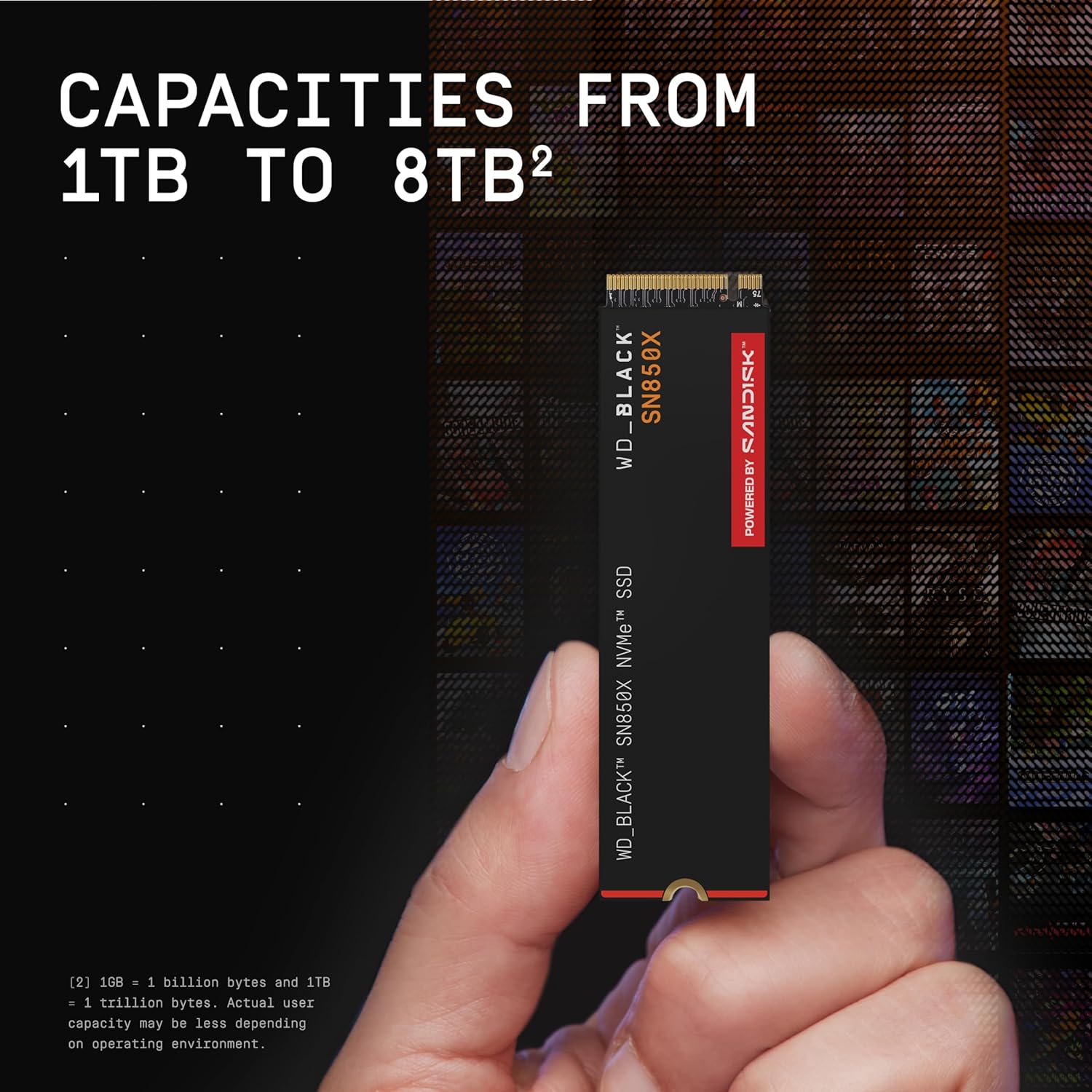 WD_BLACK SN850X 2TB NVMe SSD - M.2 2280, Up to 7,300 MB/s Read speeds, Up to 6,300 MB/s write speeds, Gaming Expansion, High Performance Internal Solid State Drive - WDS200T2X0E