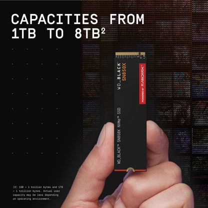 WD_BLACK SN850X 2TB NVMe SSD - M.2 2280, Up to 7,300 MB/s Read speeds, Up to 6,300 MB/s write speeds, Gaming Expansion, High Performance Internal Solid State Drive - WDS200T2X0E