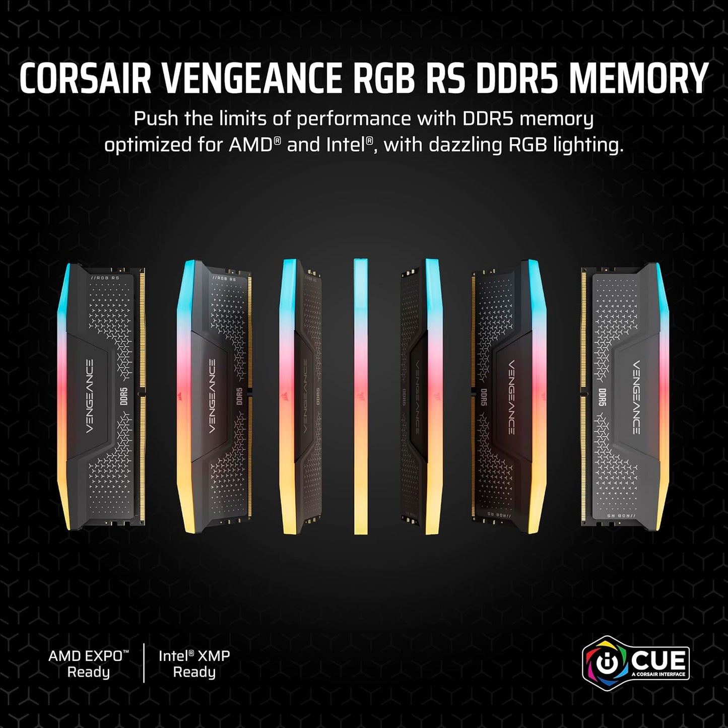 CORSAIR Vengeance RGB RS DDR5 RAM 64GB (2x32GB) Up to 6000MHz CL40-50-50-96 1.35V AMD Expo Intel XMP Computer Desktop Memory – Gray (CMG64GX5M2D6000Z40)