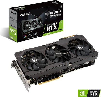 ASUS TUF Gaming NVIDIA GeForce RTX 3080 V2 OC Edition Graphics Card (PCIe 4.0, 10GB GDDR6X, LHR, HDMI 2.1, DisplayPort 1.4a, Dual Ball Fan Bearings, Military-Grade Certification, GPU Tweak II)