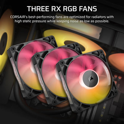 CORSAIR Titan 360 RX LCD Liquid CPU Cooler, 360mm AIO, Low-Noise FlowDrive Cooling Engine, Intel LGA 1851/1700 & AMD AM5/AM4, 3X RX120 RGB Fans, System Hub Included, Black