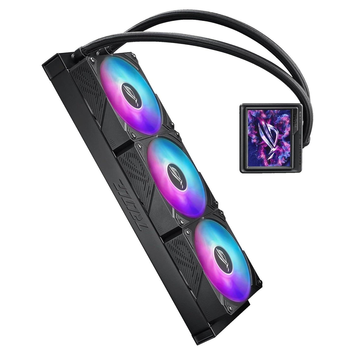 ASUS ROG RYUJIN III 360 ARGB EXTREME all-in-one AIO CPU liquid cooler, AMD Ryzen 9000 & Intel® Core™ Ultra Ready, Asetek Gen8 V2 pump; high airflow static pressure magnetic fans; customizable 3.5" LCD