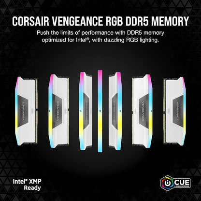 CORSAIR VENGEANCE RGB DDR5 RAM 32GB (2x16GB) 6000MHz CL36-44-44-96 1.35V Intel XMP 3.0 Desktop Computer Memory - White (CMH32GX5M2E6000C36W)