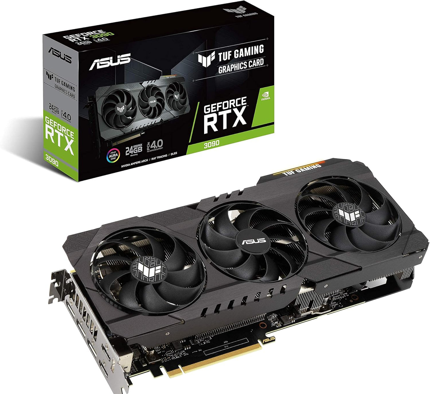 ASUS TUF Gaming NVIDIA GeForce RTX 3090 OC Edition Graphics Card- PCIe 4.0, 24GB GDDR6X, HDMI 2.1, DisplayPort 1.4a, Dual Ball Fan Bearings (Renewed)