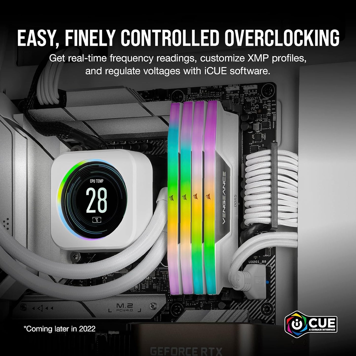 CORSAIR VENGEANCE RGB DDR5 RAM 32GB (2x16GB) 6000MHz CL36-44-44-96 1.35V Intel XMP 3.0 Desktop Computer Memory - White (CMH32GX5M2E6000C36W)