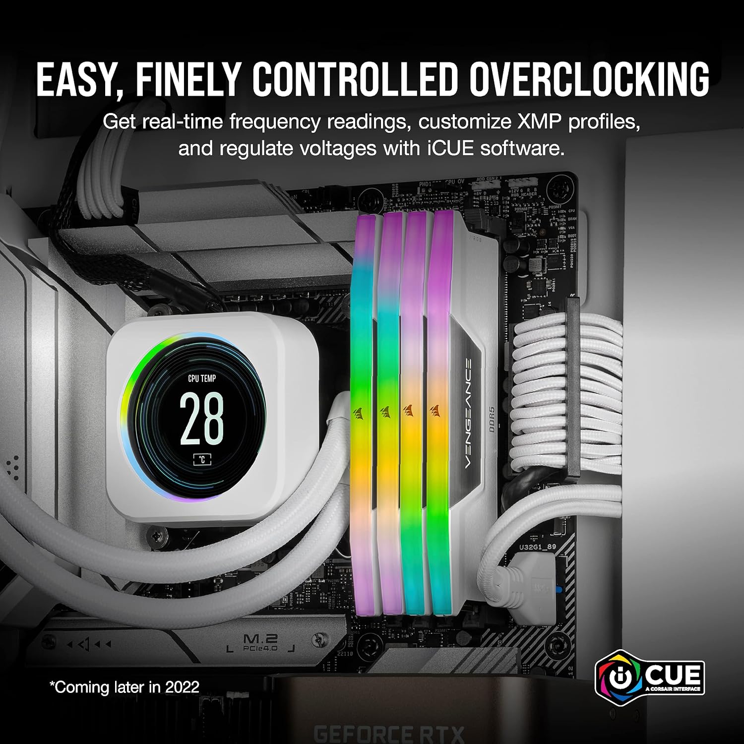 CORSAIR VENGEANCE RGB DDR5 RAM 32GB (2x16GB) 6000MHz CL36-44-44-96 1.35V Intel XMP 3.0 Desktop Computer Memory - White (CMH32GX5M2E6000C36W)